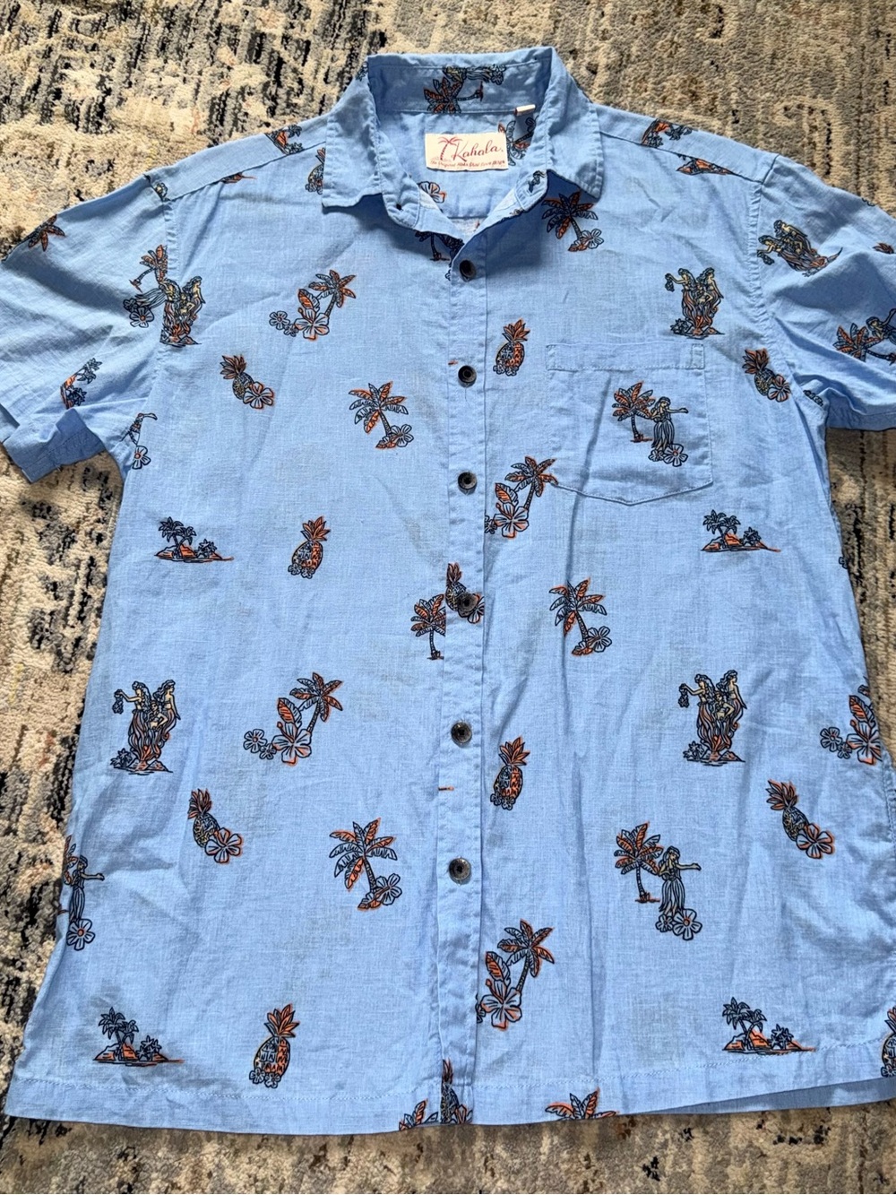 Kahala linen button up t shirt small